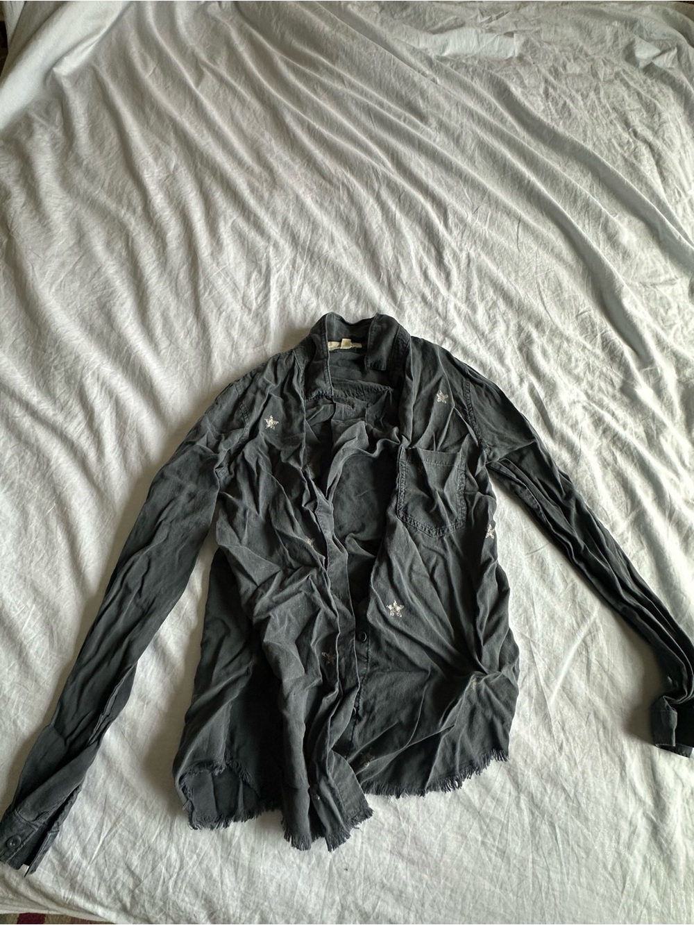 cloth & stone Distressed Black Lightweight Shirt Jacket